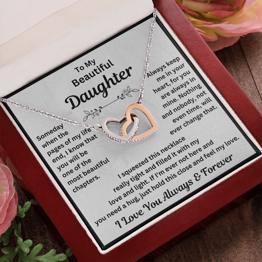 Daughter, Someday When The Pages Of My Life End, Interlocking Hearts Necklace, Holiday