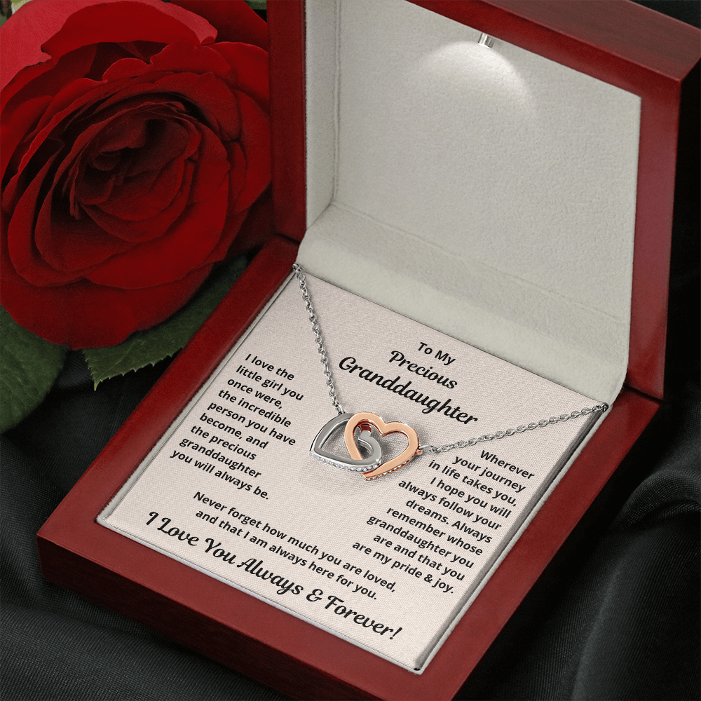 Granddaughter, I Love The Little Girl You Once Were, Interlocking Hearts Necklace, Holiday