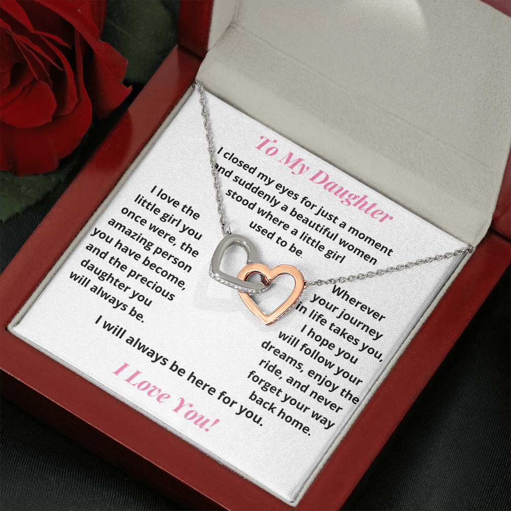 Daughter, I Closed My Eyes, Interlocking Hearts Necklace, Holiday