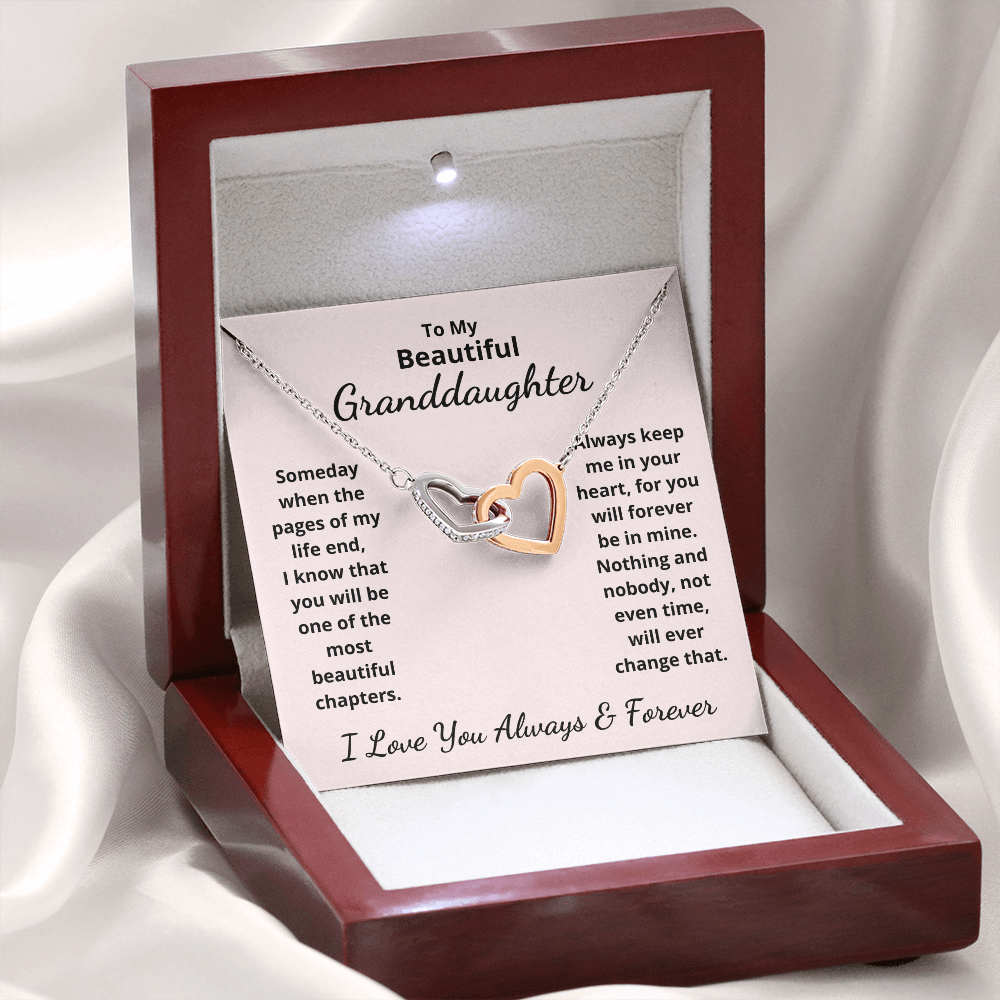 Granddaughter, Pages Of My Life, Interlocking Hearts Necklace, Holiday