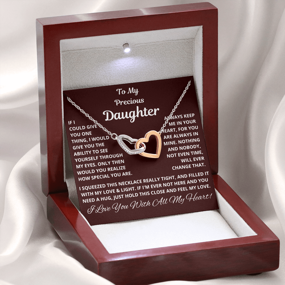 Daughter, If I Could Give You One Thing, Interlocking Hearts Necklace, Holiday
