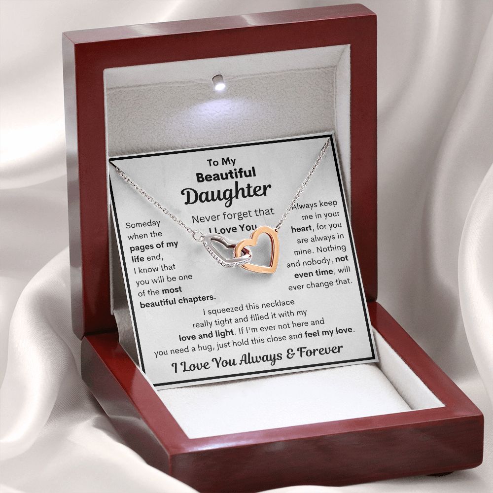 Daughter, Someday When The Pages Of My Life End, Interlocking Hearts Necklace, Holiday