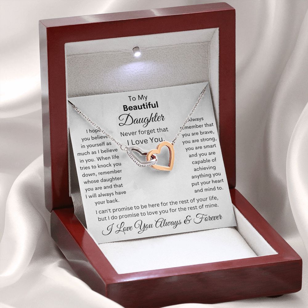 Daughter, I Hope You Believe In Yourself, Interlocking Hearts Necklace, Holiday
