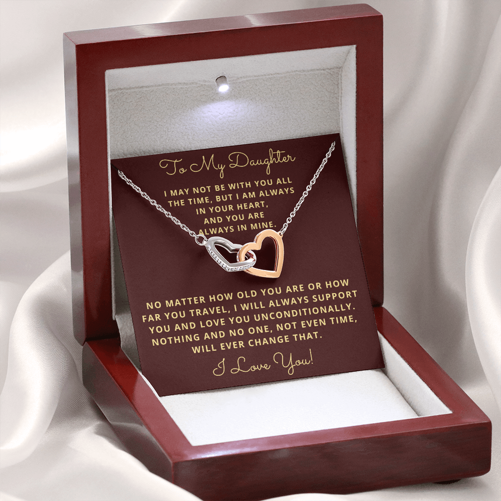 Daughter, I may Not Be With You All The Time, Interlocking Hearts Necklace, Holiday