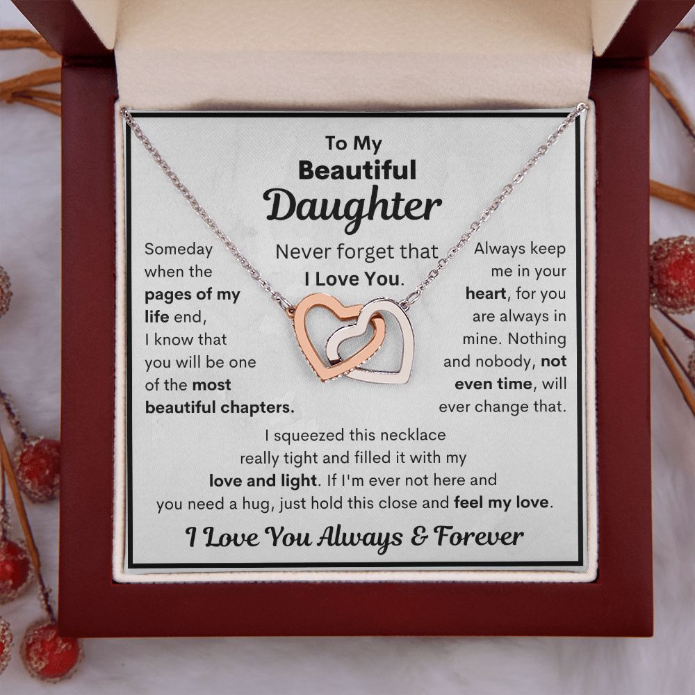Daughter, Someday When The Pages Of My Life End, Interlocking Hearts Necklace, Holiday