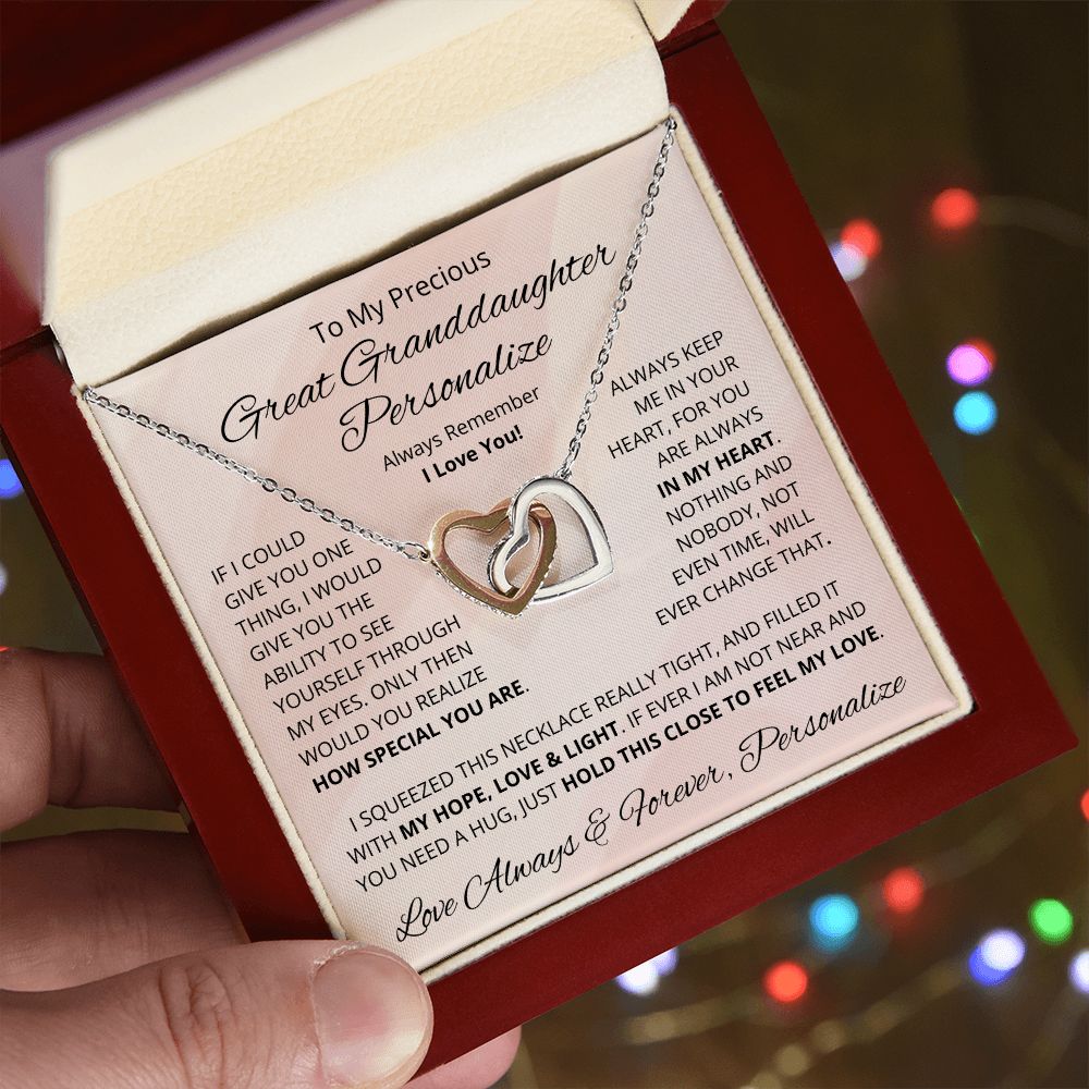 Great Granddaughter, Interlocking Hearts Necklace