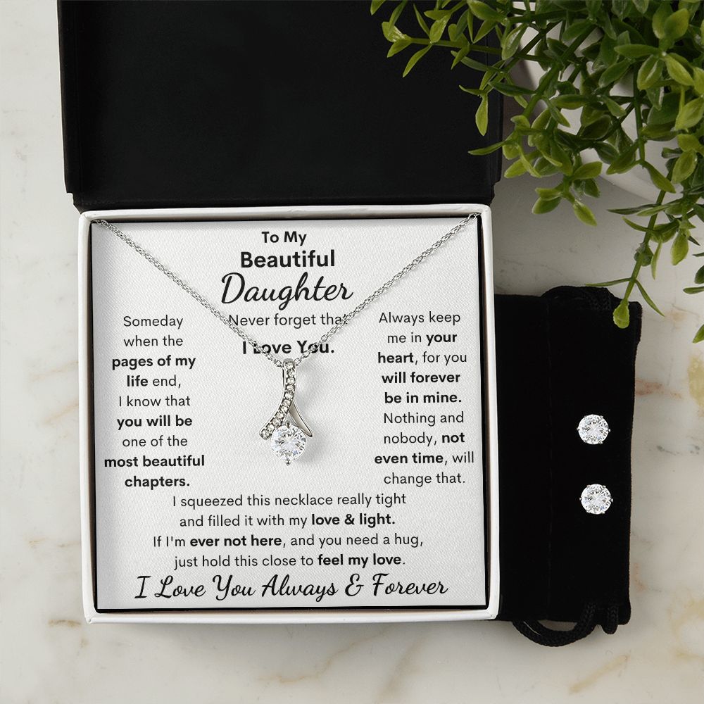Daughter, I Squeezed This Necklace Really Tight, Alluring Beauty Necklace & Earrings, Holiday