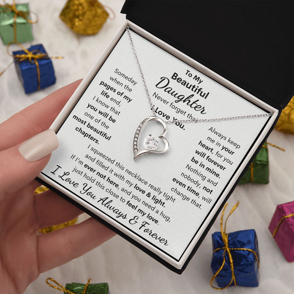 Daughter, I Squeezed This Necklace Really Tight, Forever Love Necklace, Holiday