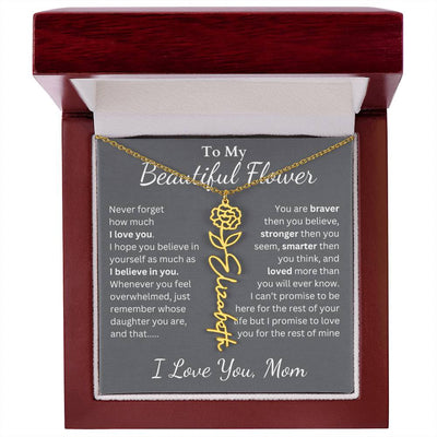 Personalized To My Beautiful Flower Name Necklace |  from Mom Or Dad, Gift for Daughter