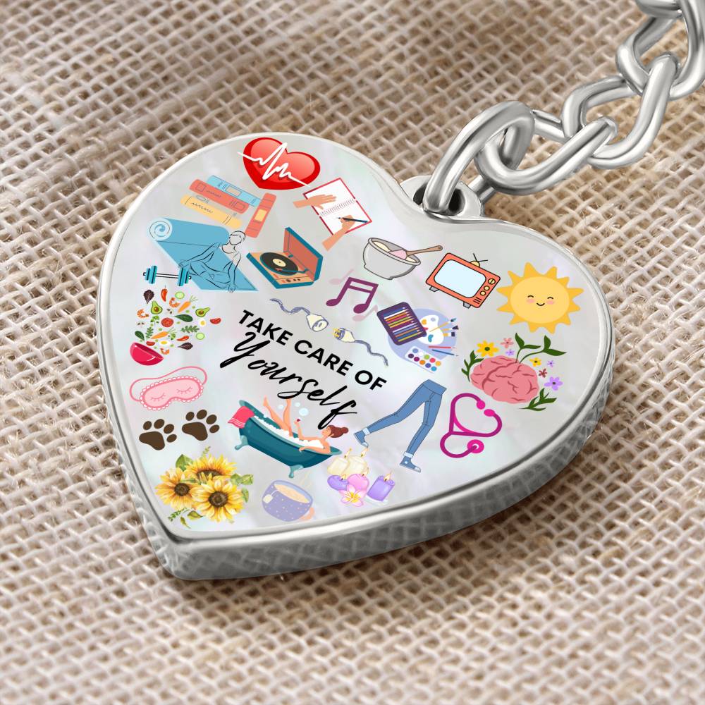 Personalized Take Care Of Yourself Heart Keychain