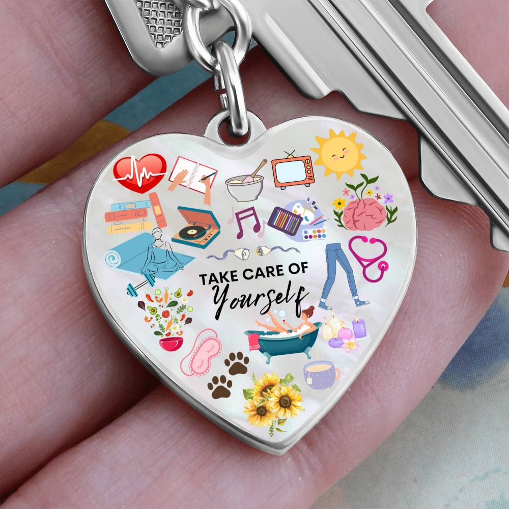 Personalized Take Care Of Yourself Heart Keychain