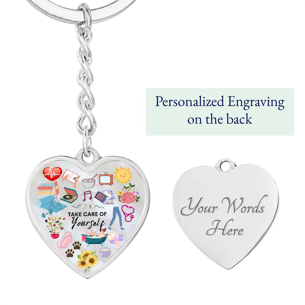 Personalized Take Care Of Yourself Heart Keychain