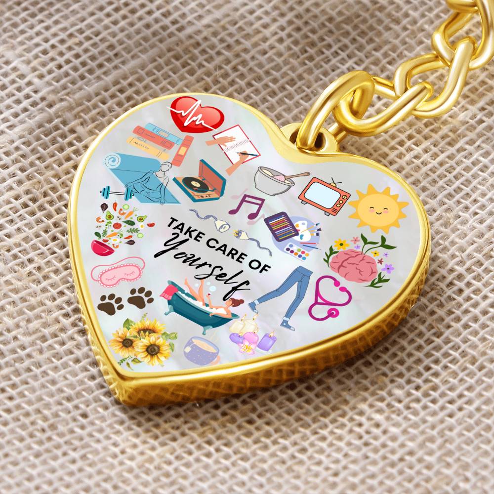 Personalized Take Care Of Yourself Heart Keychain