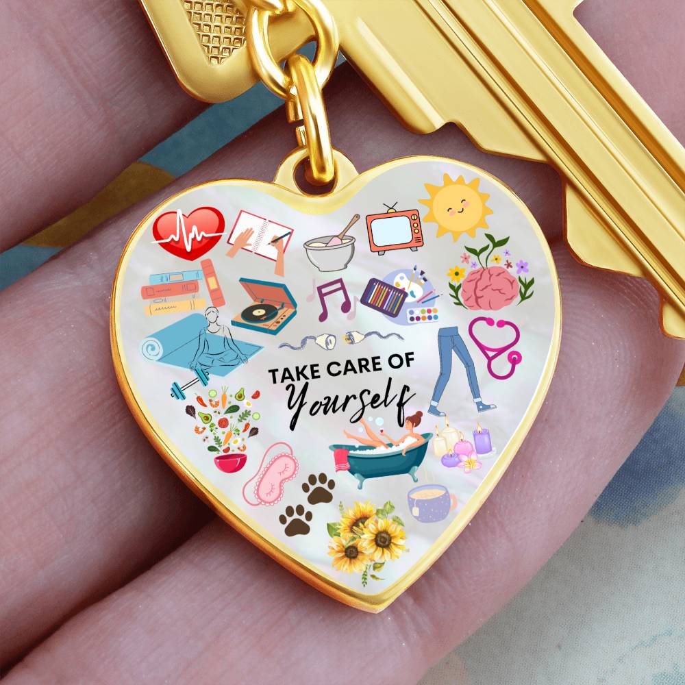 Personalized Take Care Of Yourself Heart Keychain