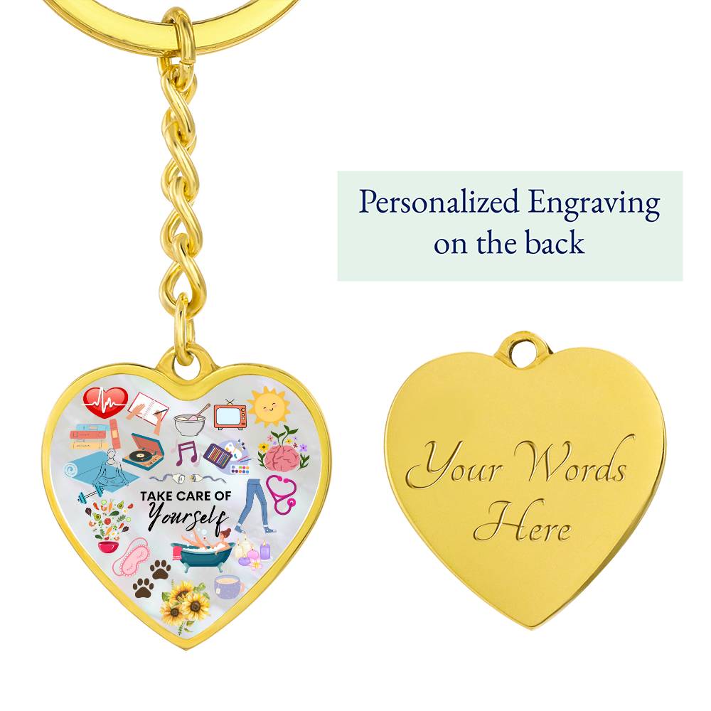 Personalized Take Care Of Yourself Heart Keychain