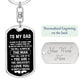 Dad The Man With Fist Bump Dog Tag Keychain