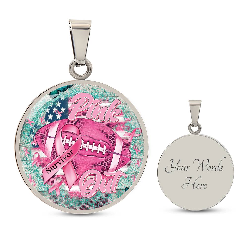 Pink Out Breast Cancer Pendant Necklace