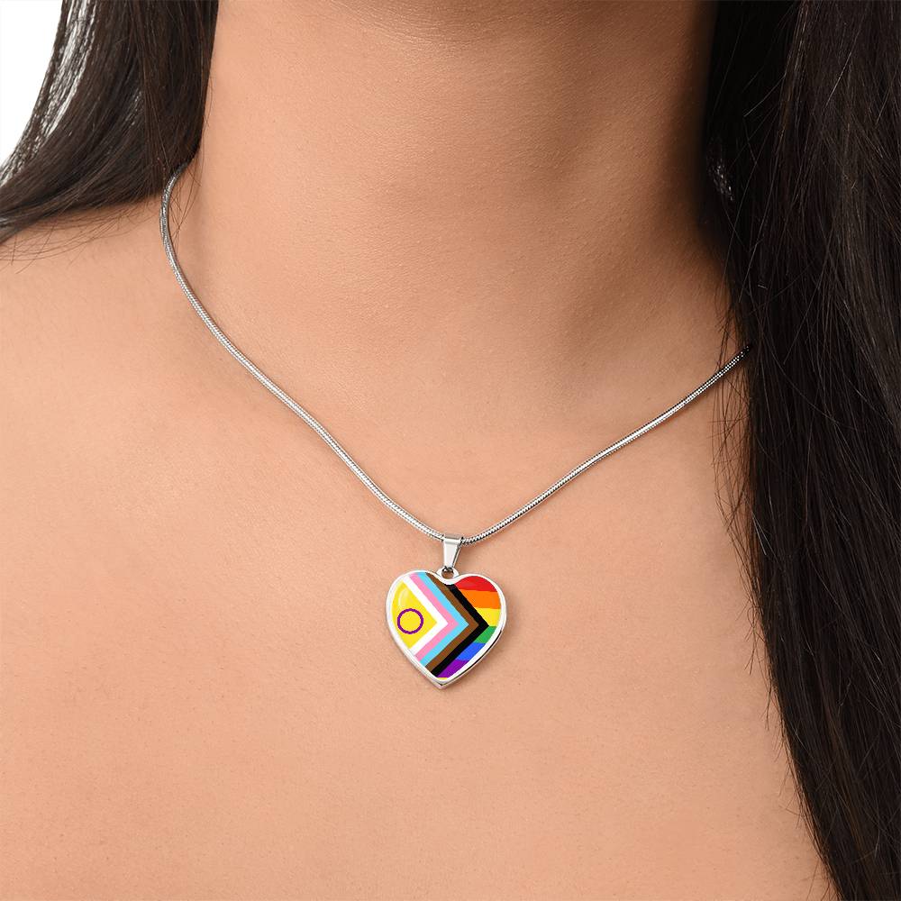 Personalized PRIDE Flag Heart Pendant Necklace