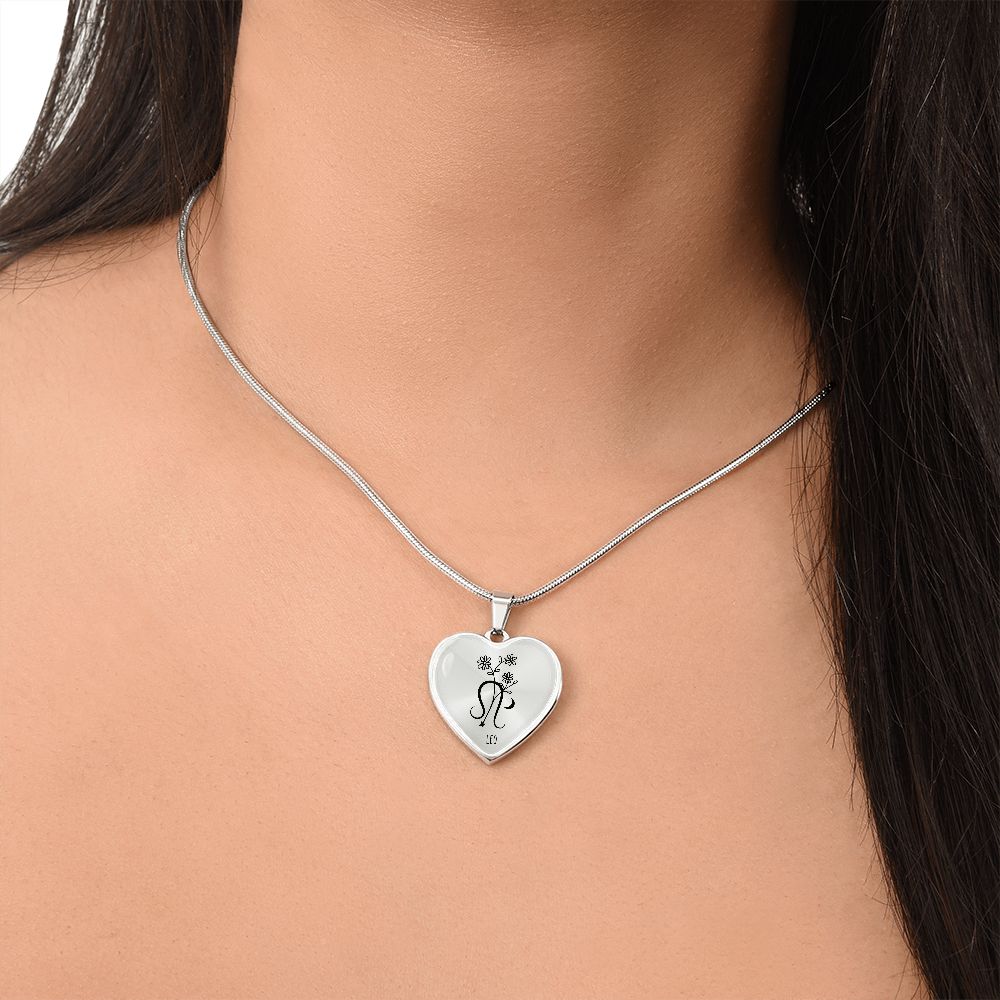 Leo 7/23 - 8/22 & Birth Flower Heart Pendant Necklace