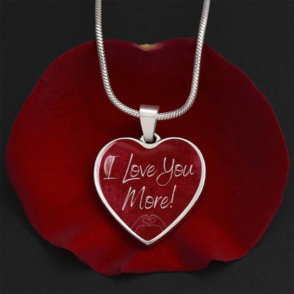 Personalized I Love You More Heart Pendant Necklace