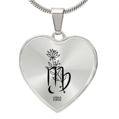 Virgo 8/23 - 9/23 & Flower Heart Pendant Necklace