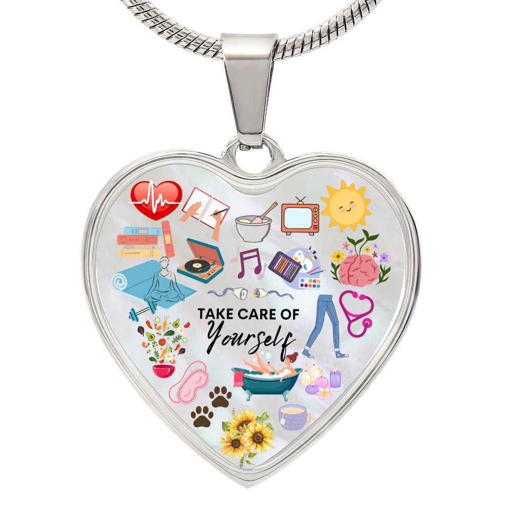 Personalized Take Care Of Yourself Heart Pendant Necklace