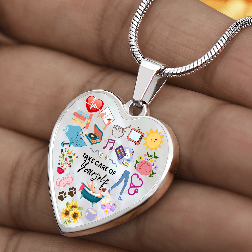 Personalized Take Care Of Yourself Heart Pendant Necklace