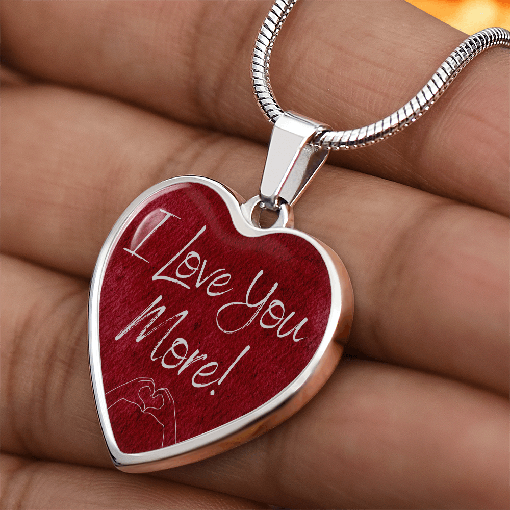 Personalized I Love You More Heart Pendant Necklace