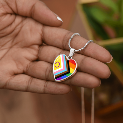 Personalized PRIDE Flag Heart Pendant Necklace