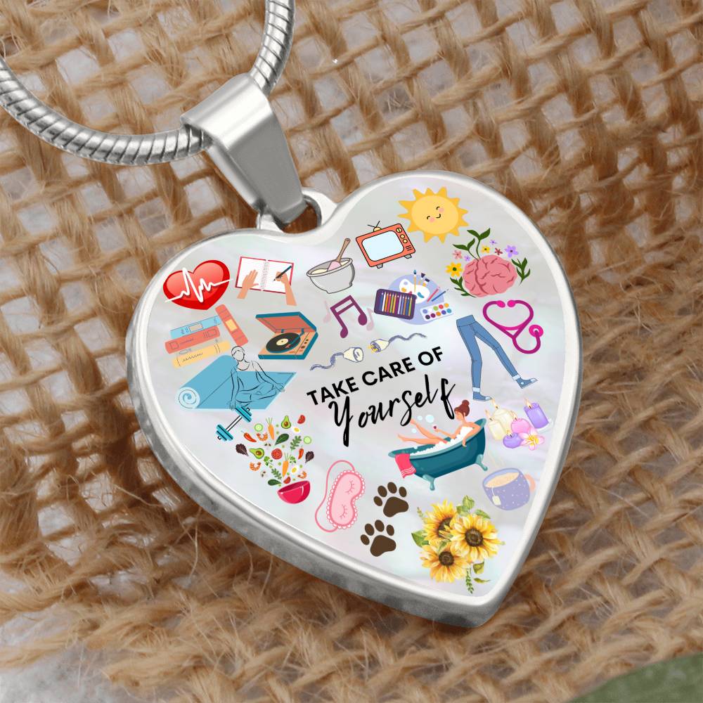 Personalized Take Care Of Yourself Heart Pendant Necklace