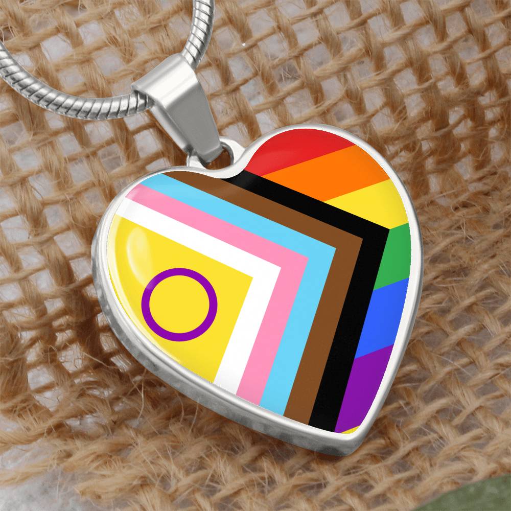 Personalized PRIDE Flag Heart Pendant Necklace