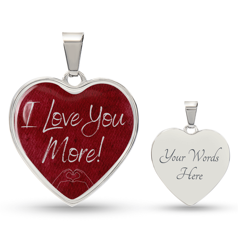 Personalized I Love You More Heart Pendant Necklace