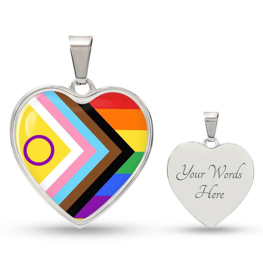 Personalized PRIDE Flag Heart Pendant Necklace