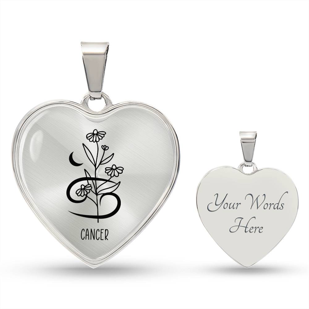 Cancer 6/21 - 7/22 & Flower Heart Pendant Necklace