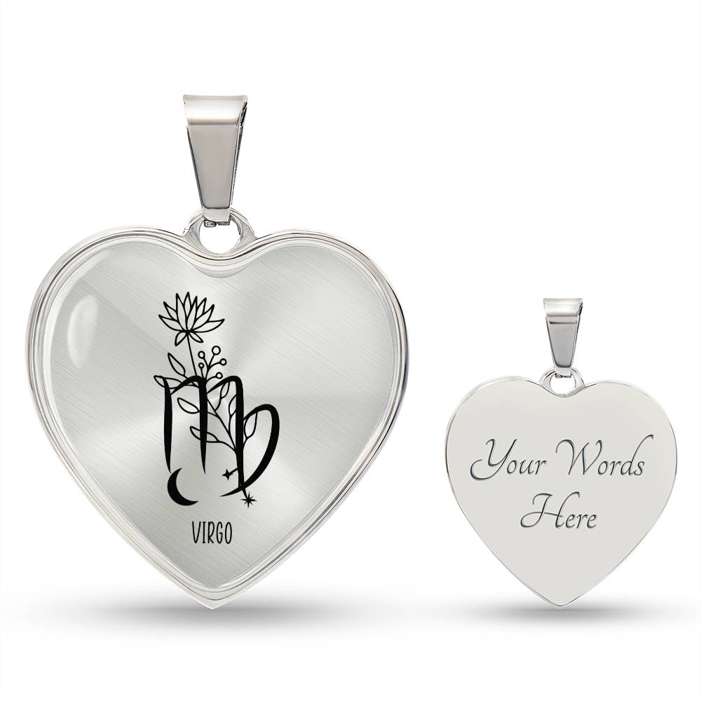 Virgo 8/23 - 9/23 & Flower Heart Pendant Necklace