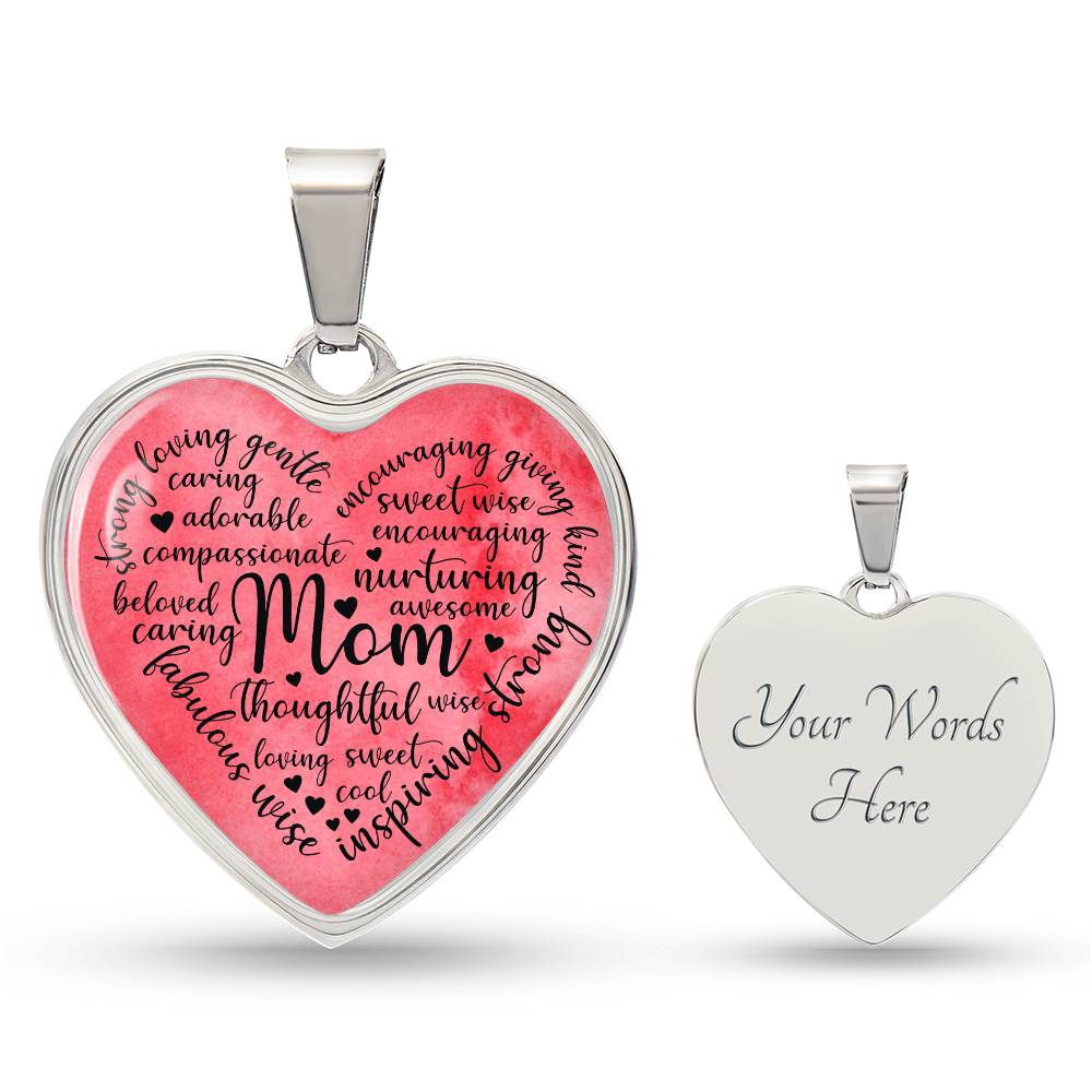 Personalized Mom Heart Pendant Necklace