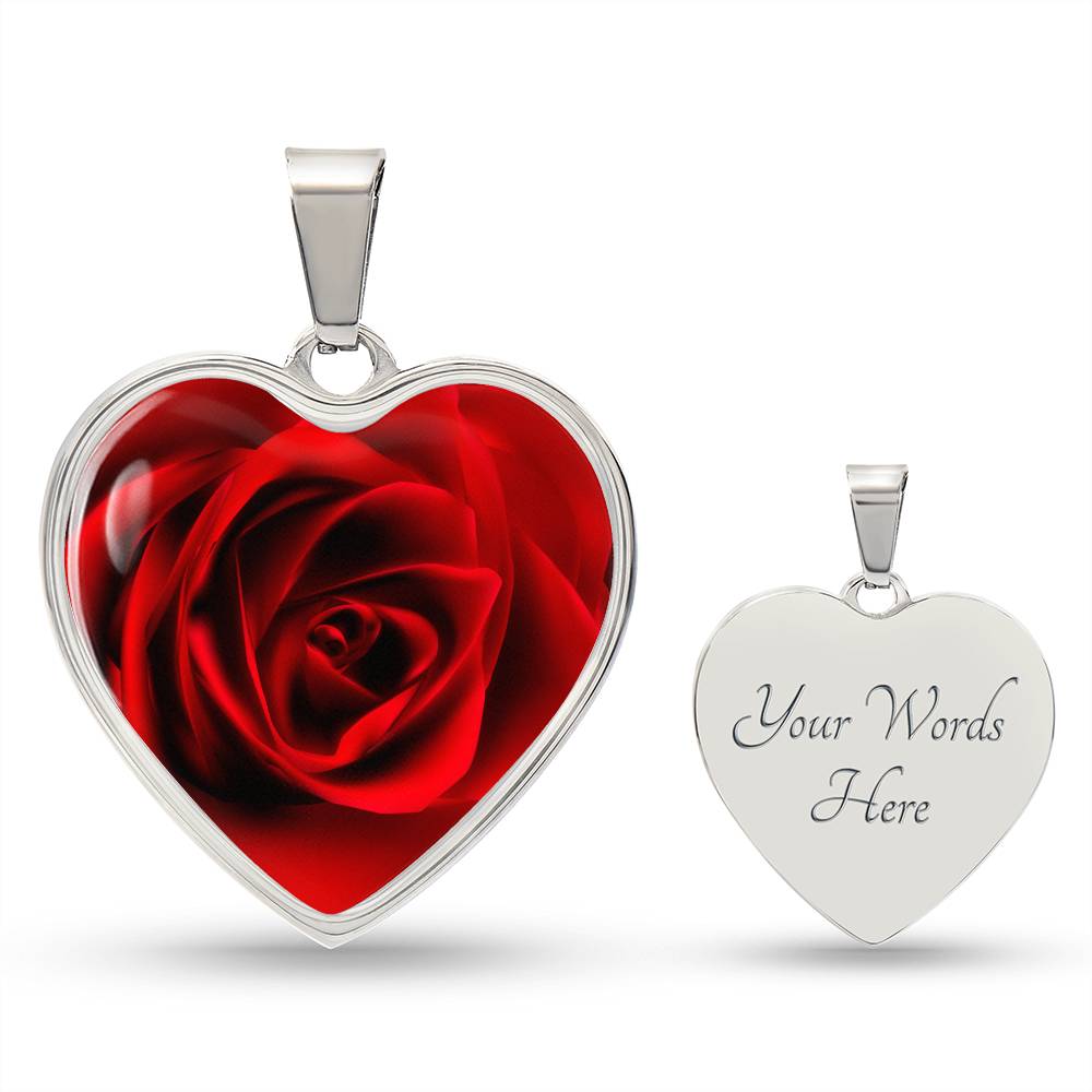 Red Rose Heart Pendant Necklace