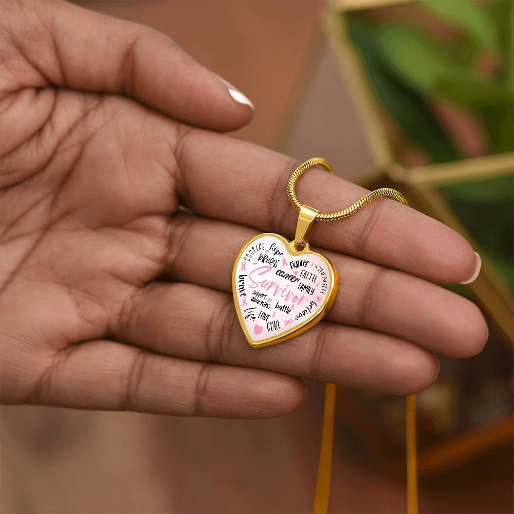 Breast Cancer Survivor Heart Pendant Necklace