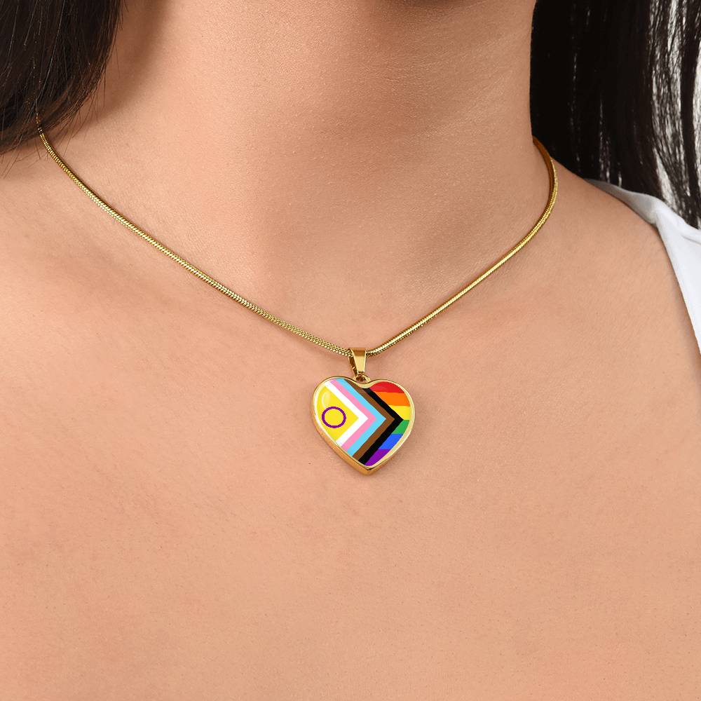 Personalized PRIDE Flag Heart Pendant Necklace