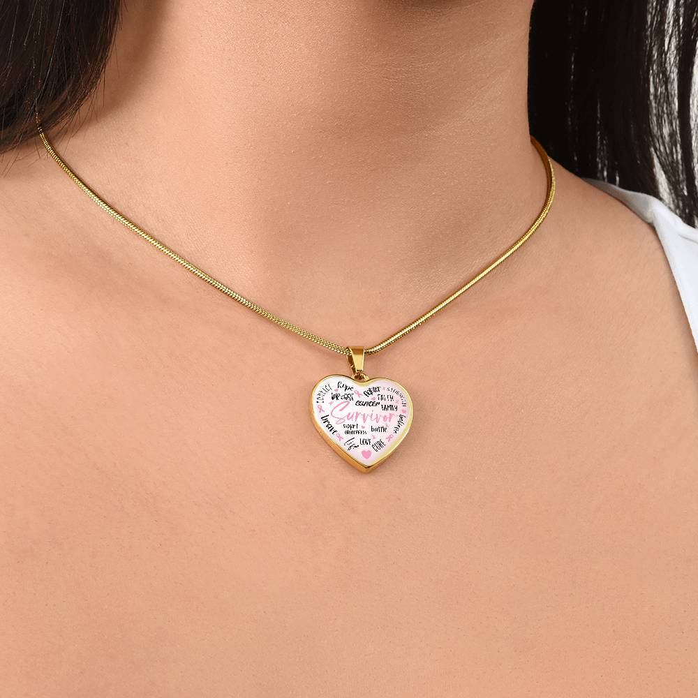 Breast Cancer Survivor Heart Pendant Necklace