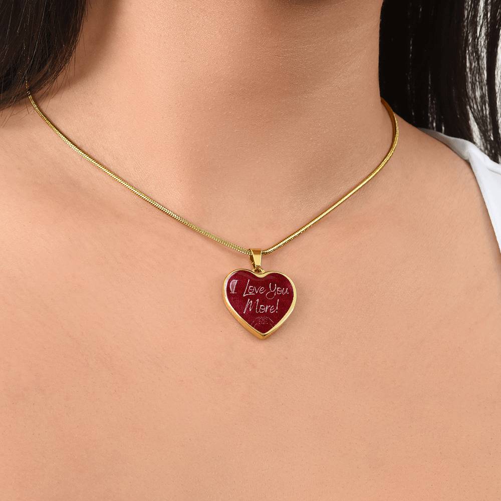 Personalized I Love You More Heart Pendant Necklace