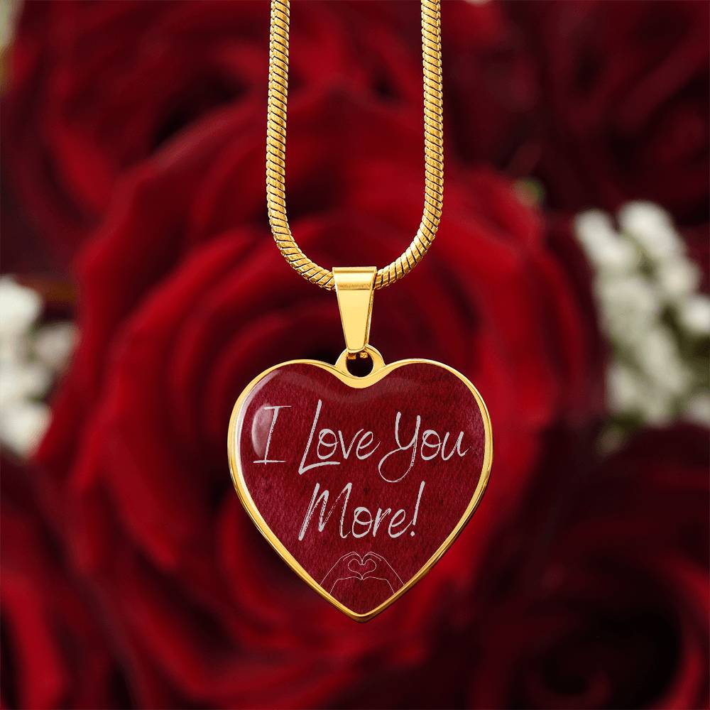 Personalized I Love You More Heart Pendant Necklace