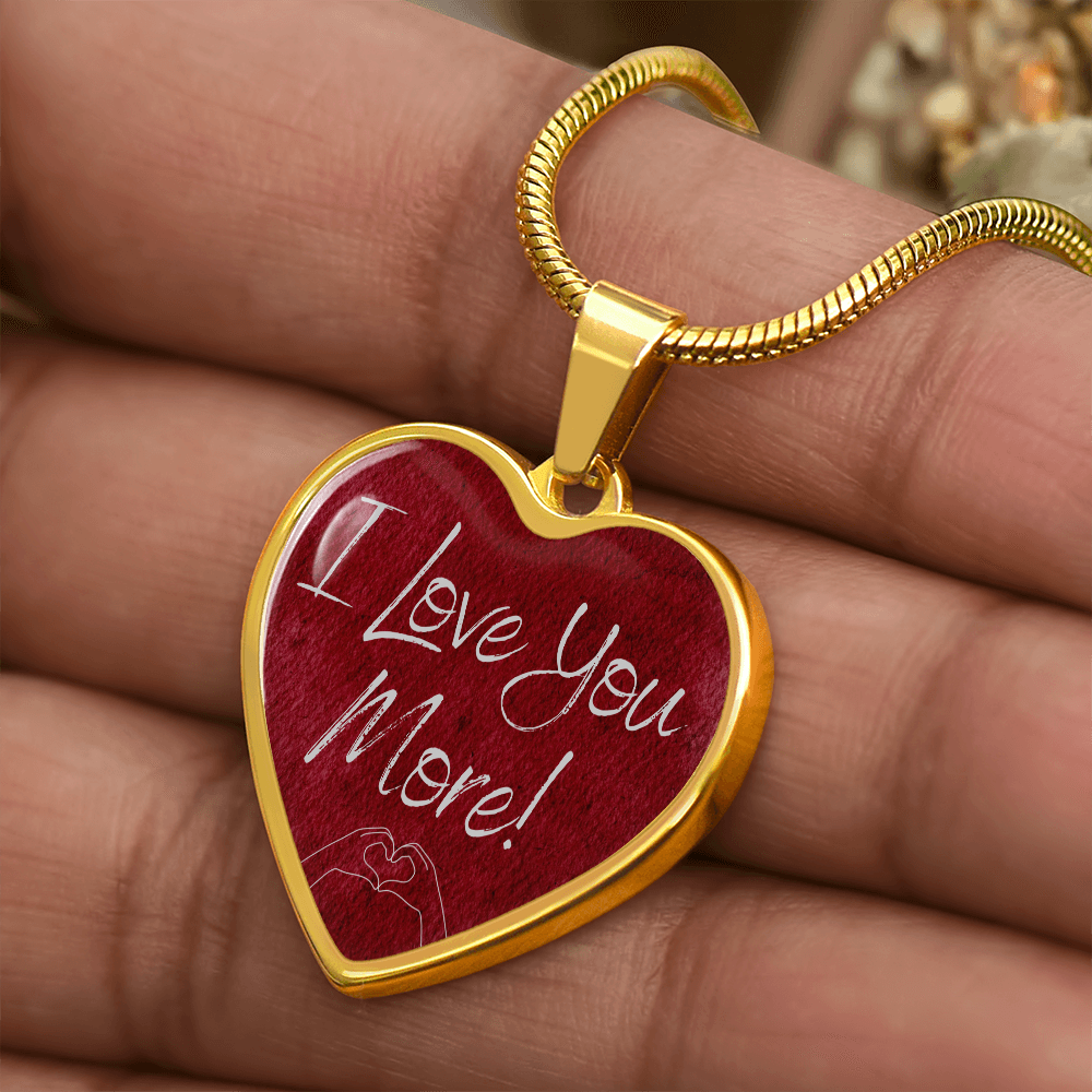 Personalized I Love You More Heart Pendant Necklace