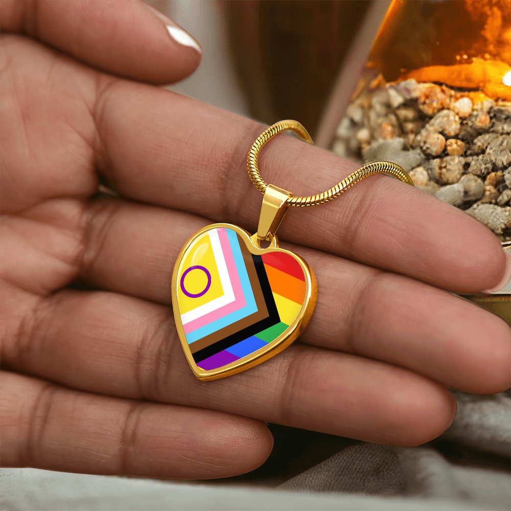 Personalized PRIDE Flag Heart Pendant Necklace