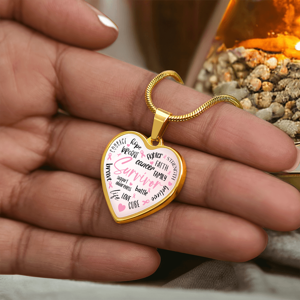 Breast Cancer Survivor Heart Pendant Necklace