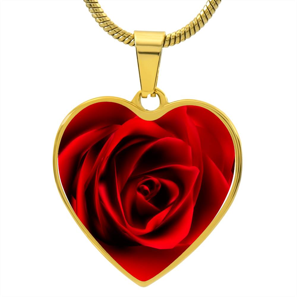 Red Rose Heart Pendant Necklace