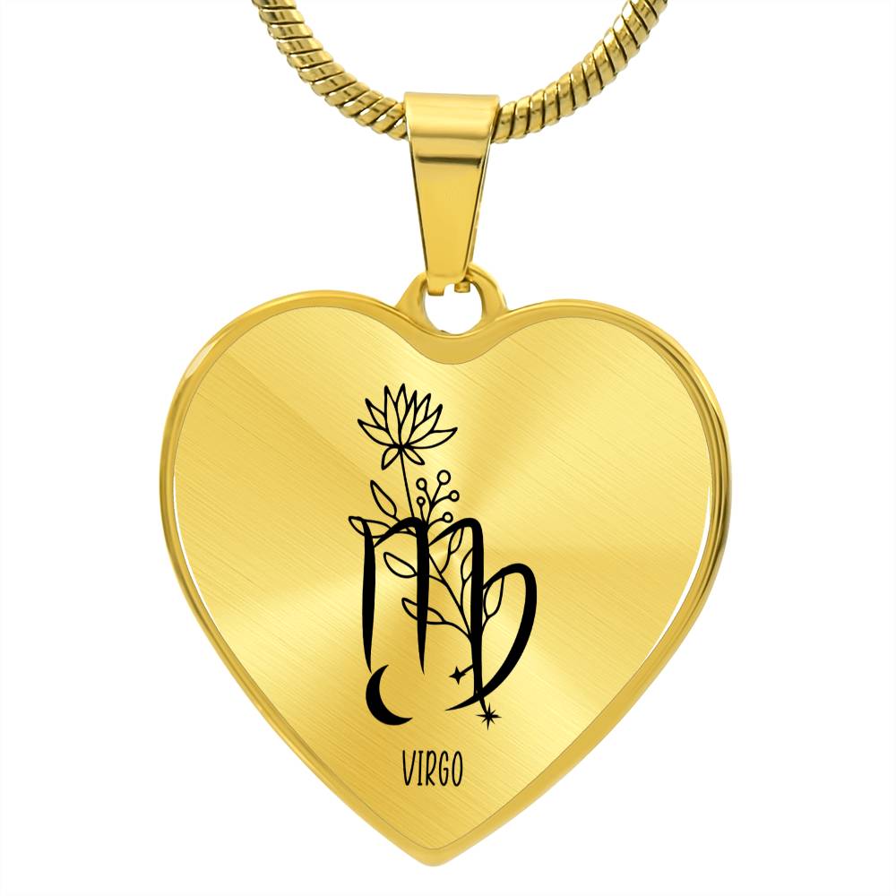 Virgo 8/23 - 9/23 & Flower Heart Pendant Necklace