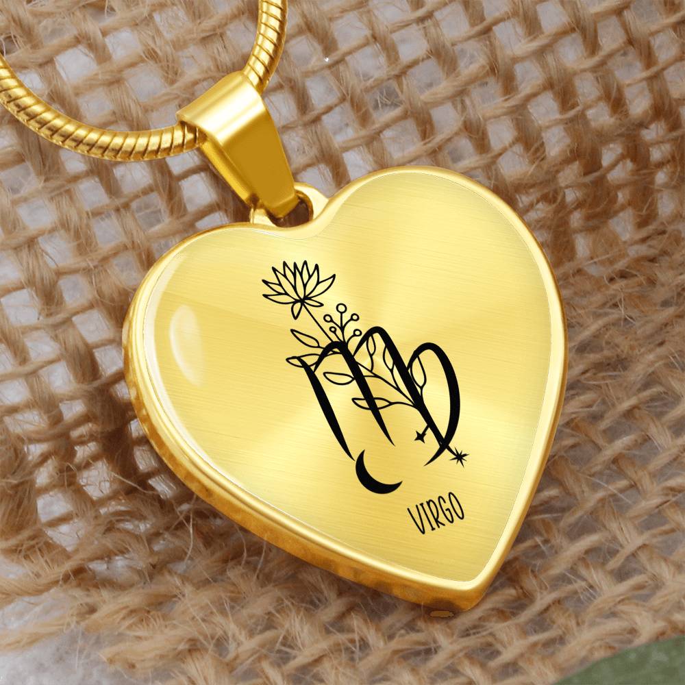 Virgo 8/23 - 9/23 & Flower Heart Pendant Necklace