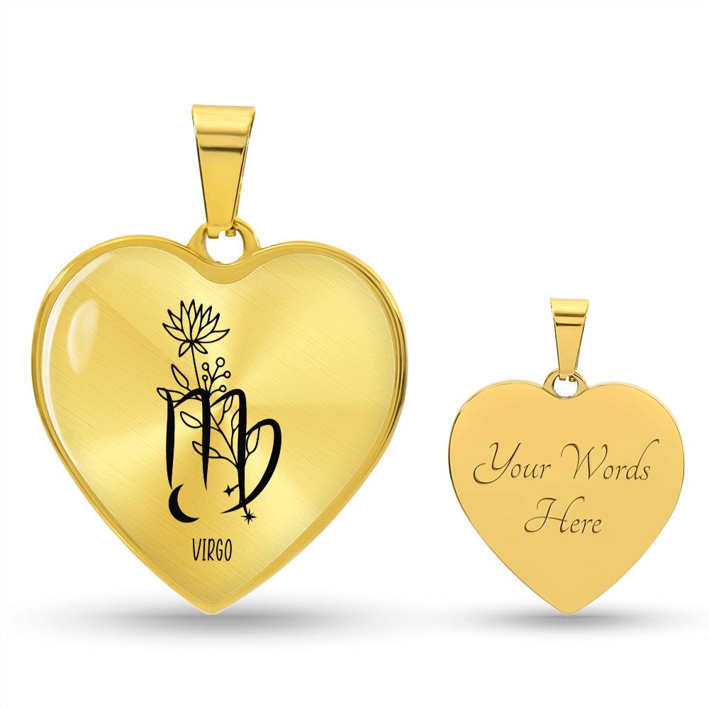 Virgo 8/23 - 9/23 & Flower Heart Pendant Necklace