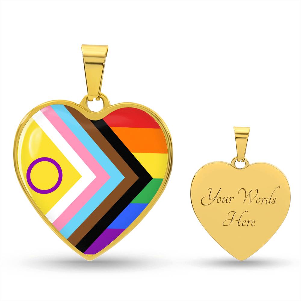 Personalized PRIDE Flag Heart Pendant Necklace